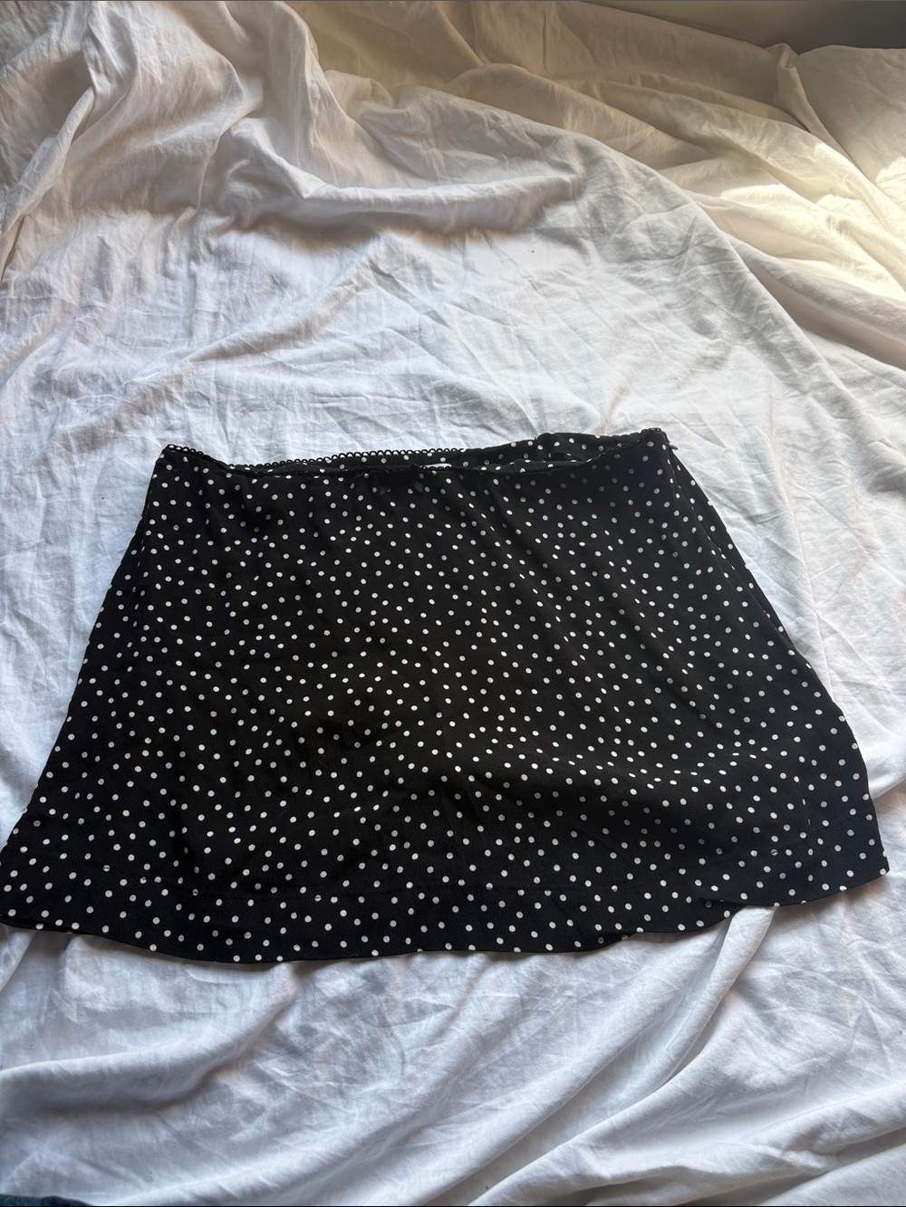 Cotton On Black Mini Skirt with White Polka Dots